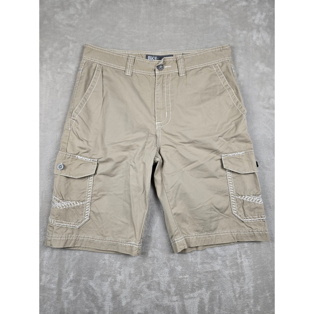 BKE Cargo Shorts Mens 34 Tan Standard Fit Contrast Stitch Casual *Read